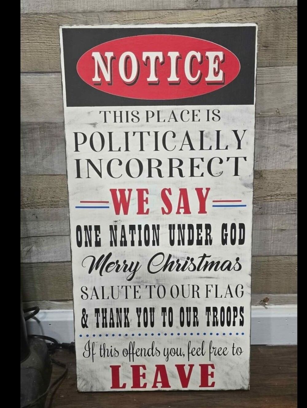 Patriotic Political Holiday Wall Sign - Red, White & Black